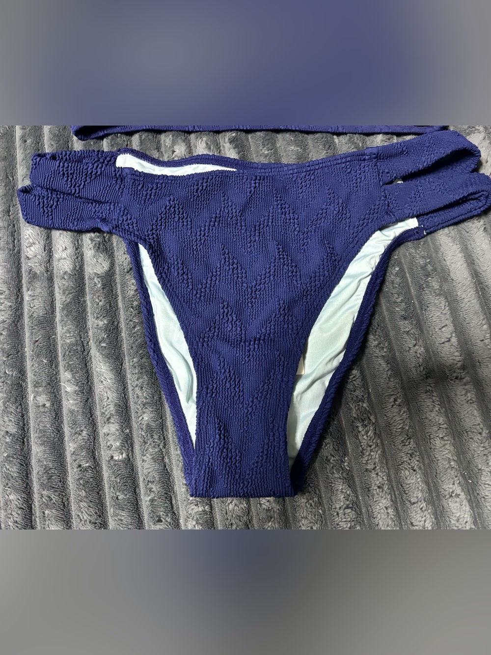 Cupshe Textured Navy Blue Bikini Bottoms